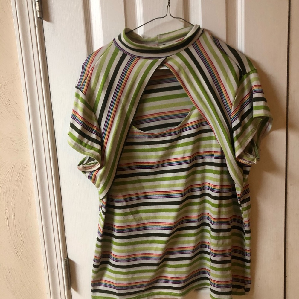 3x multi colored mock neck top
